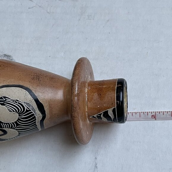 Kenya Handmade Soapstone 2 Candle Holders Zebra Theme Vintage Flawed Scratched - Picture 5 of 6